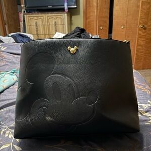 Loungefly Black Tote with Embossed Mickey and Gold Accent